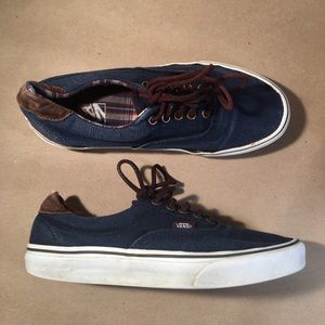 Vans Era Blue Canvas & Leather Lace Up Sneakers